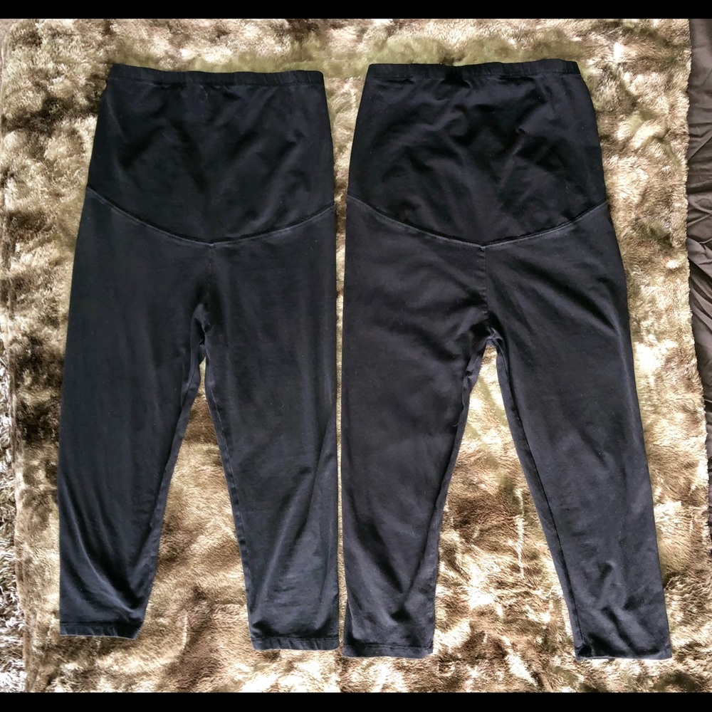 2 Black Maternity Capri Leggings size M